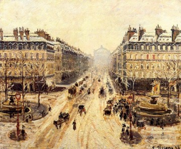 avenue de l opera effect of snow 1898 Camille Pissarro Paris Oil Paintings